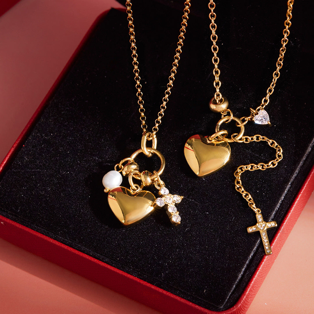 Steel For Valentine's Day High-grade Heart Light Luxury Minority Clavicle Necklaces