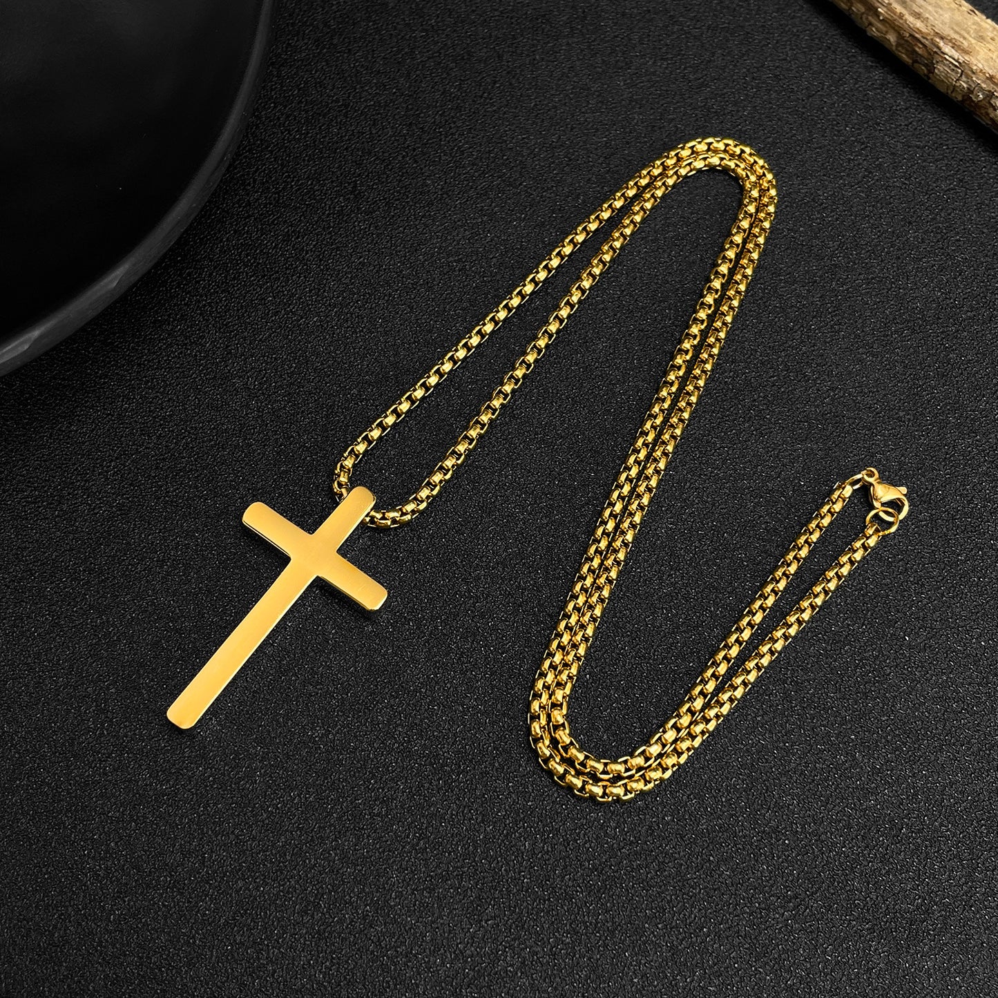 Men's Simple Personality Glossy Stainless Steel Cross Necklaces