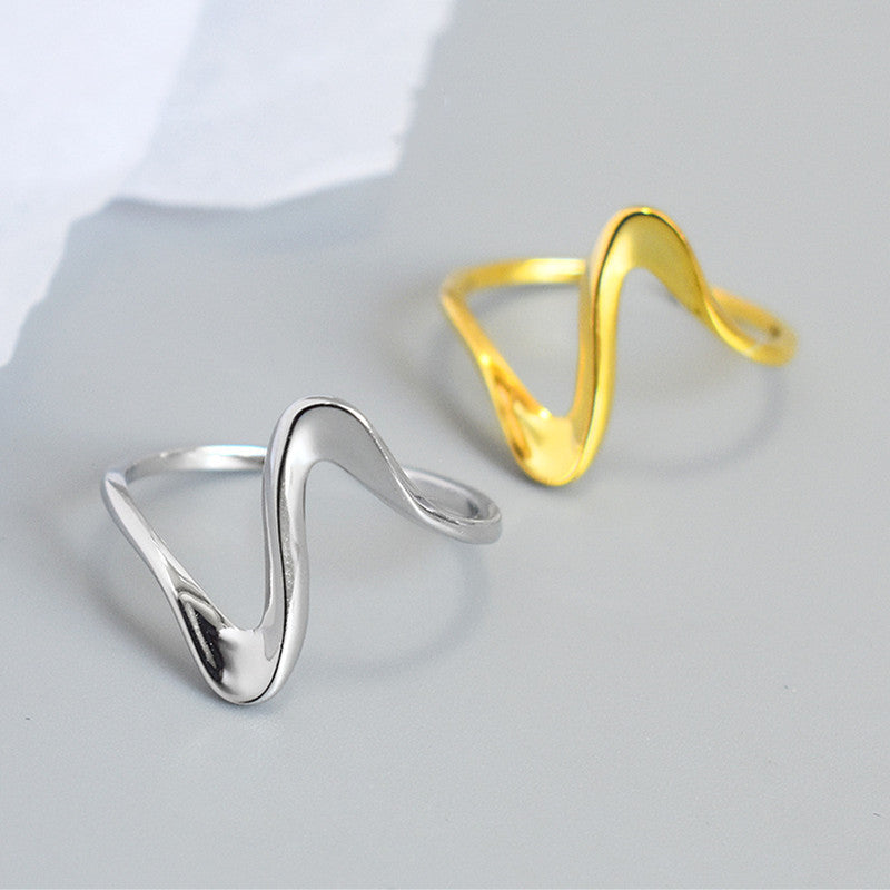 Women's Alloy Geometric Wave Opening Adjustable Ornament Rings