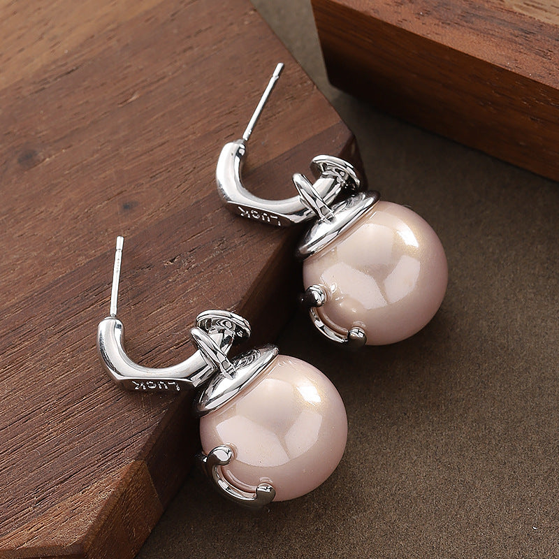 French Gentle Temperament Classic Style Perfect Circle Bright Earrings