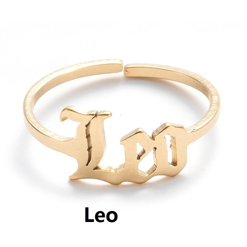 Female Retro Opening Simple English Letters Ring