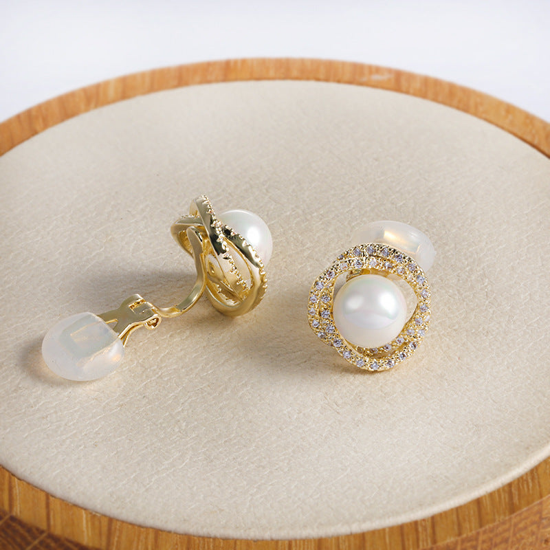 Women's Korean Style Temperament Sier Ear Pearl Fashion Earrings