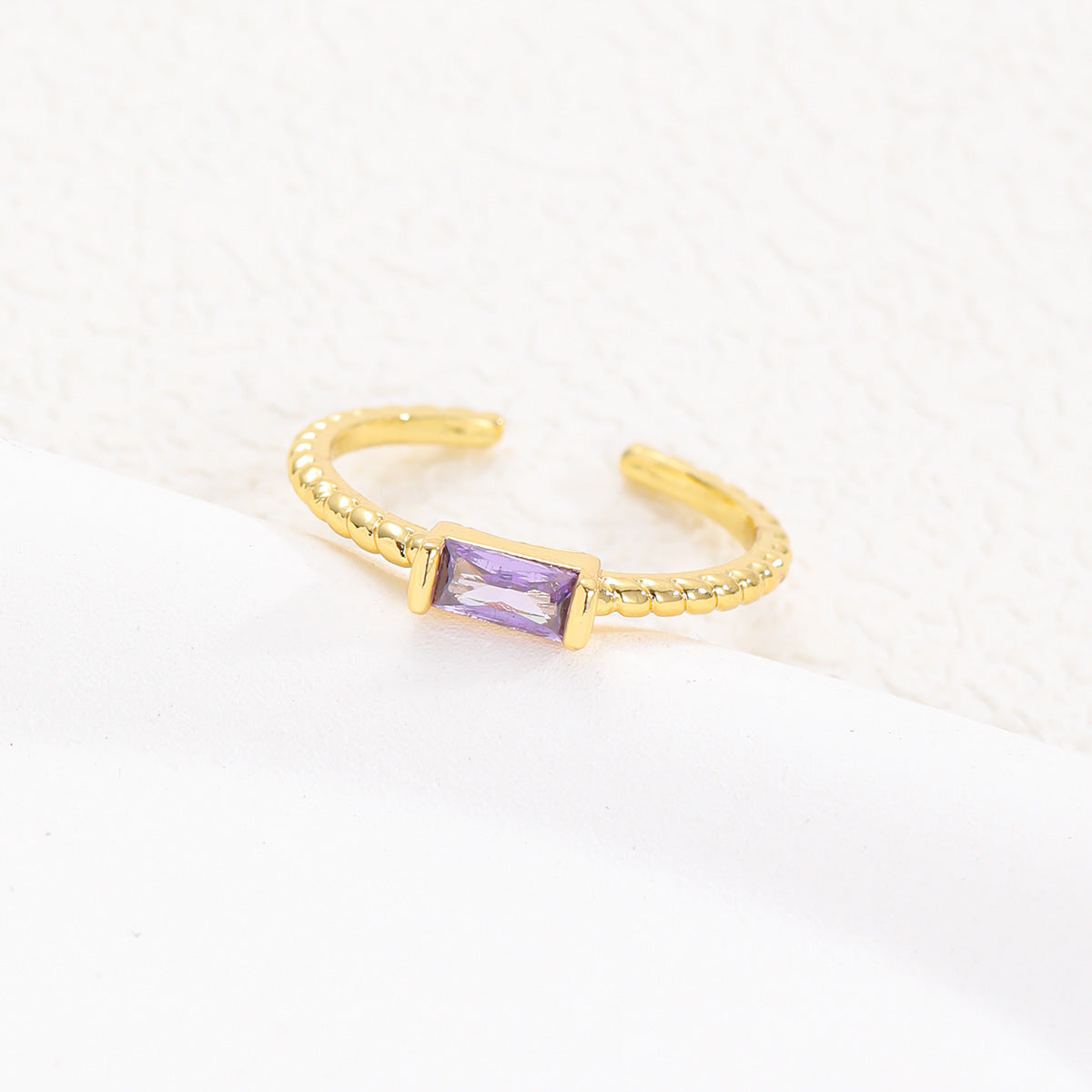 Birthstone Simple Gem Open Adjustable Creative Rings