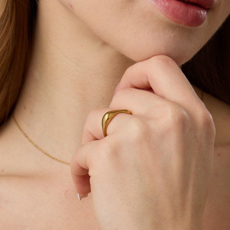 Gold Irregular Geometric Simple French Retro Curved Bracelets
