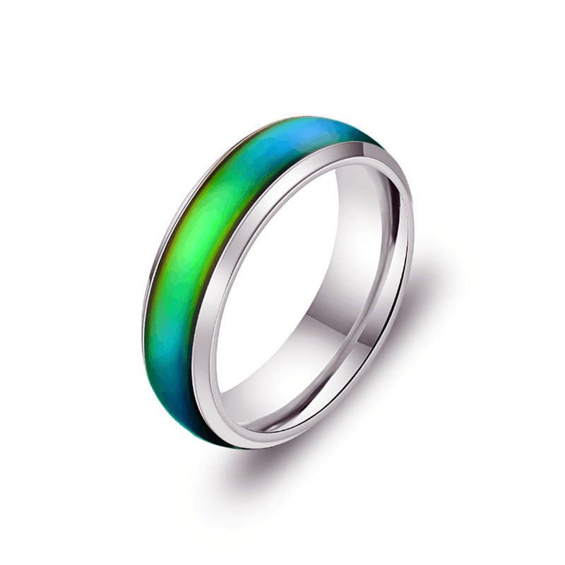 Temperature Change Fashion Colorful Couple Korean Rings