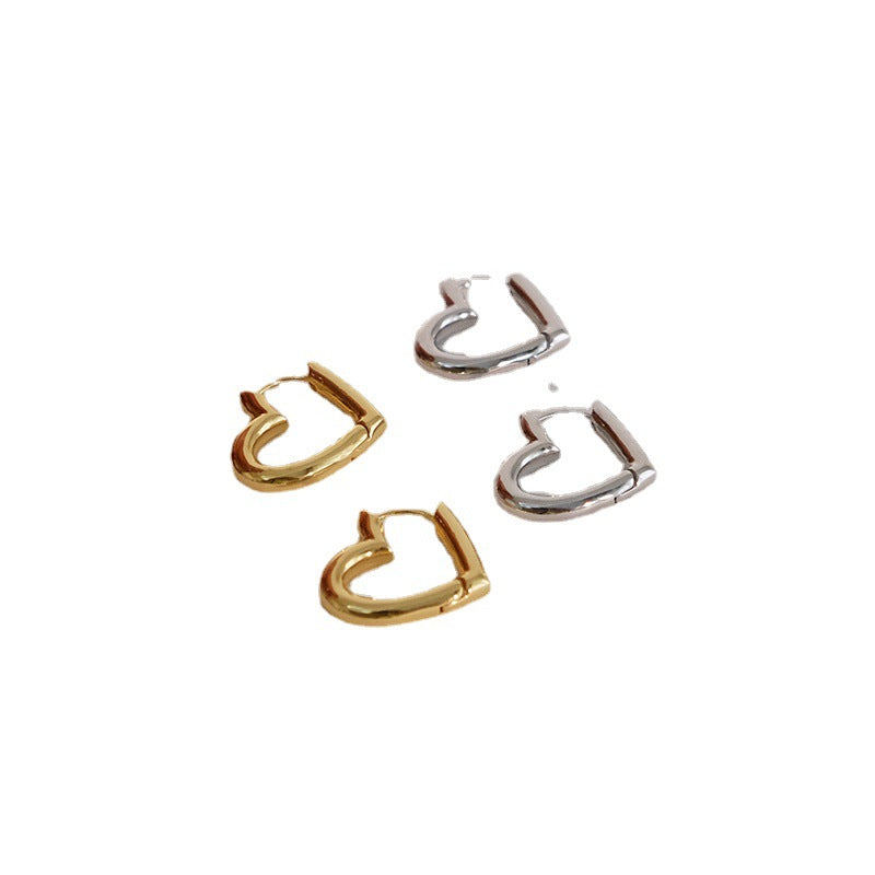 Simple Love Clip High-grade Business Temperament Entry Lux Peach Heart Ear Buckle