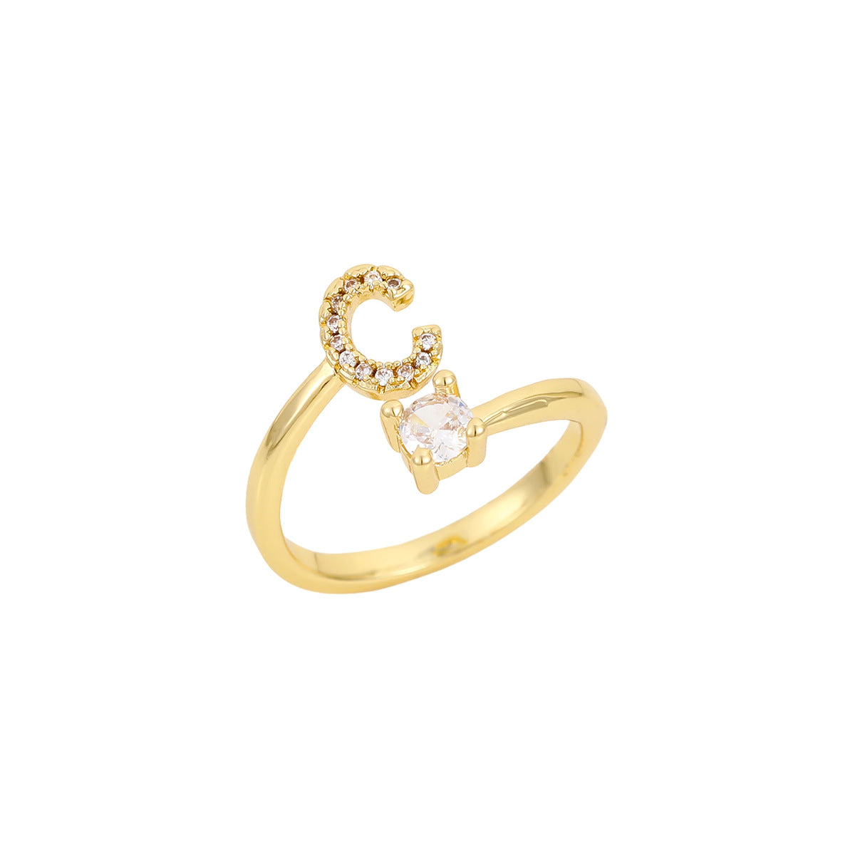 Gold Letter Open Male Female Personality Rings