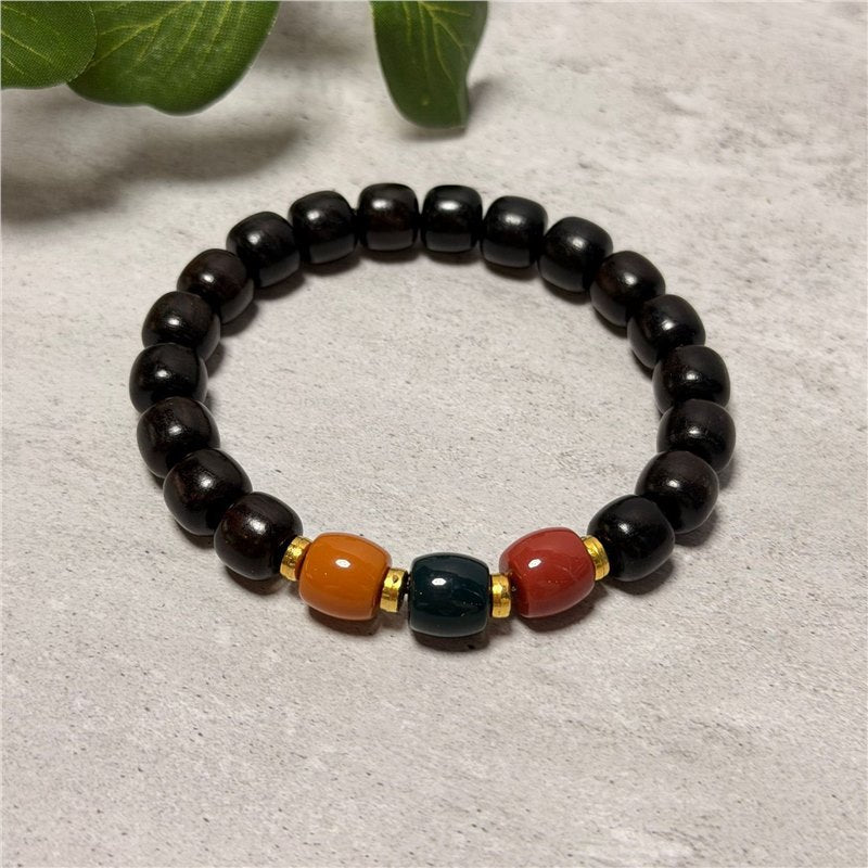 Women's & Men's Gold Sandalwood Hand-held Chain Buddha Prayer Beads String Plate Crafts Bracelet