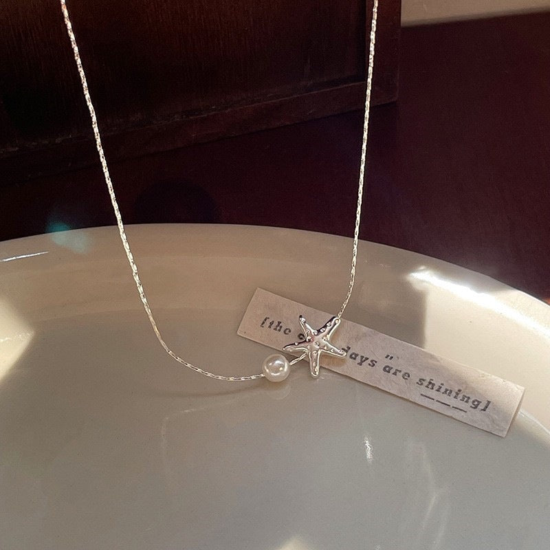 Starfish Imitation Pearl Female Niche Unique Design Sense Refined Necklace