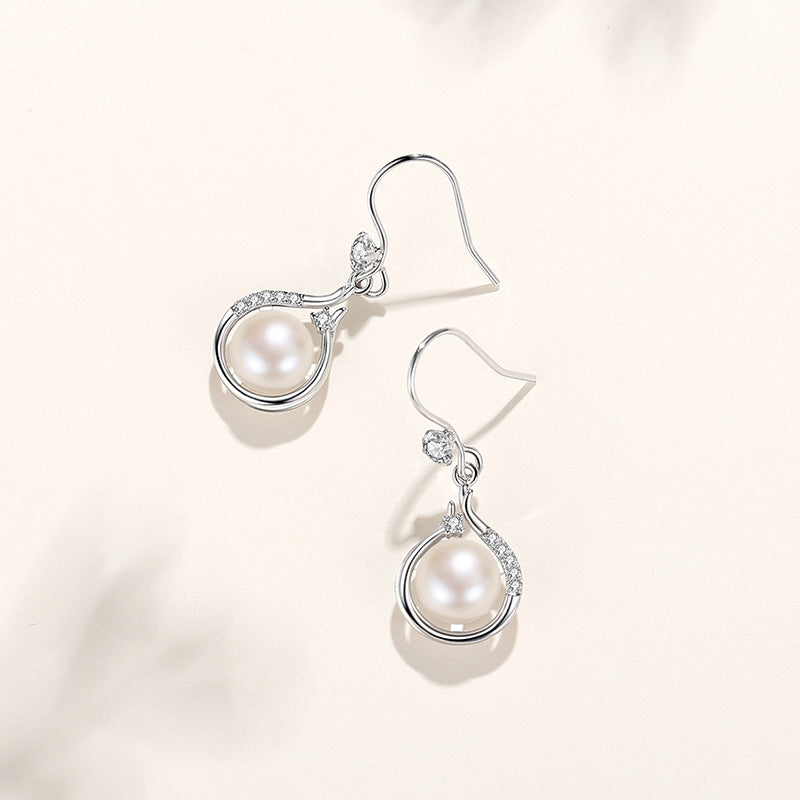 Women's Style Pearl Sterling Sier Spring Retro Simple Ear Earrings