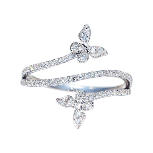 Design Double Butterfly Inlaid Zircon Fashion Personalized Ring