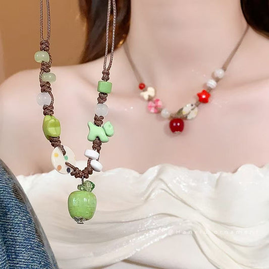 Sweet Apple Cute Button Niche Clavicle Chain Cartoon Gifts For Necklace