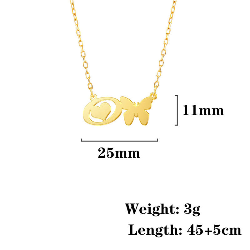Stainless Steel Butterfly Love Letter High-grade Clavicle Pendants