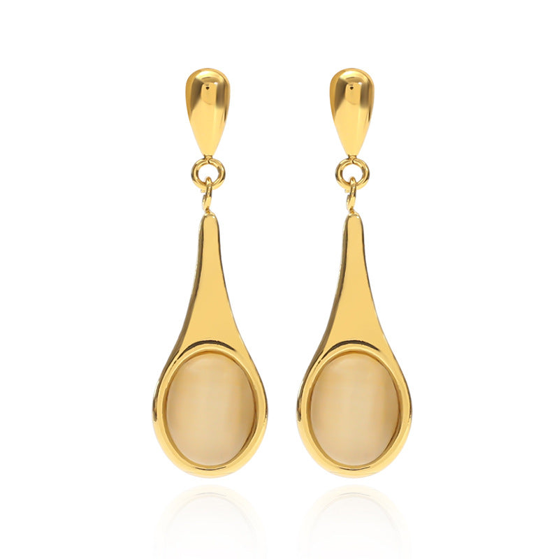 Affordable Luxury Fashion Stainless Steel Opal Stone Ear High-grade Earrings