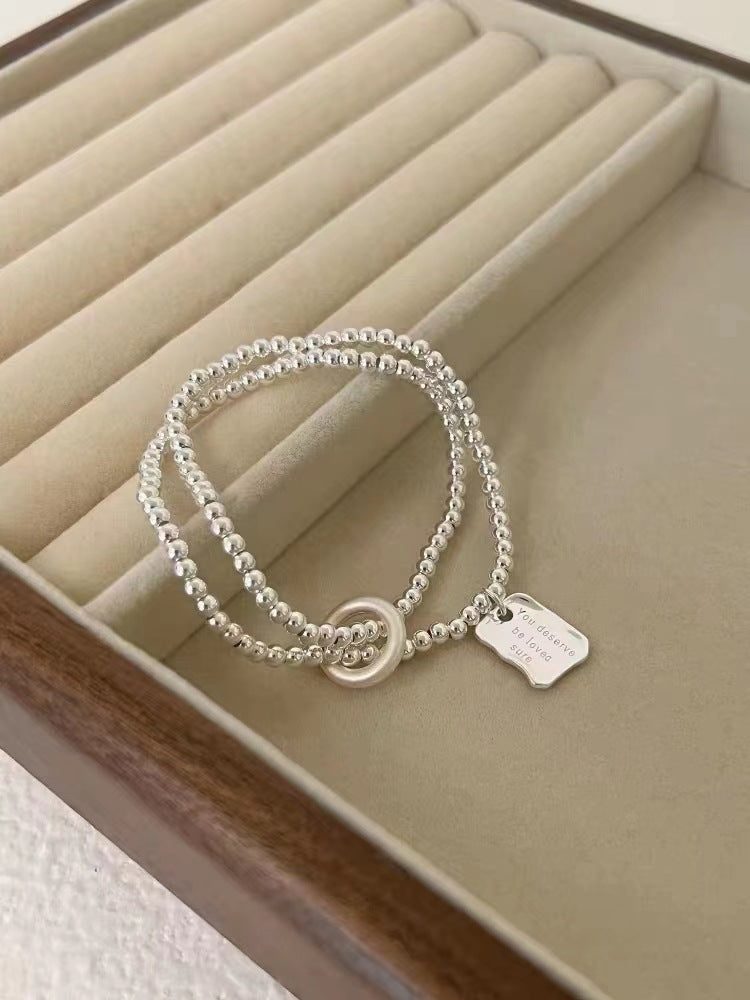 You Deserve To Be Loved Double Layer Sliver Beads Letter Bracelet