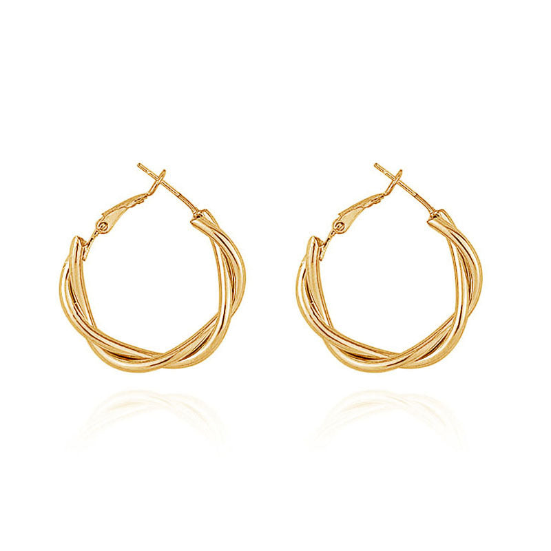 Women's Sier Needle Fashion Geometry Pattern Twist Simple Metal Personality Trendy Rings
