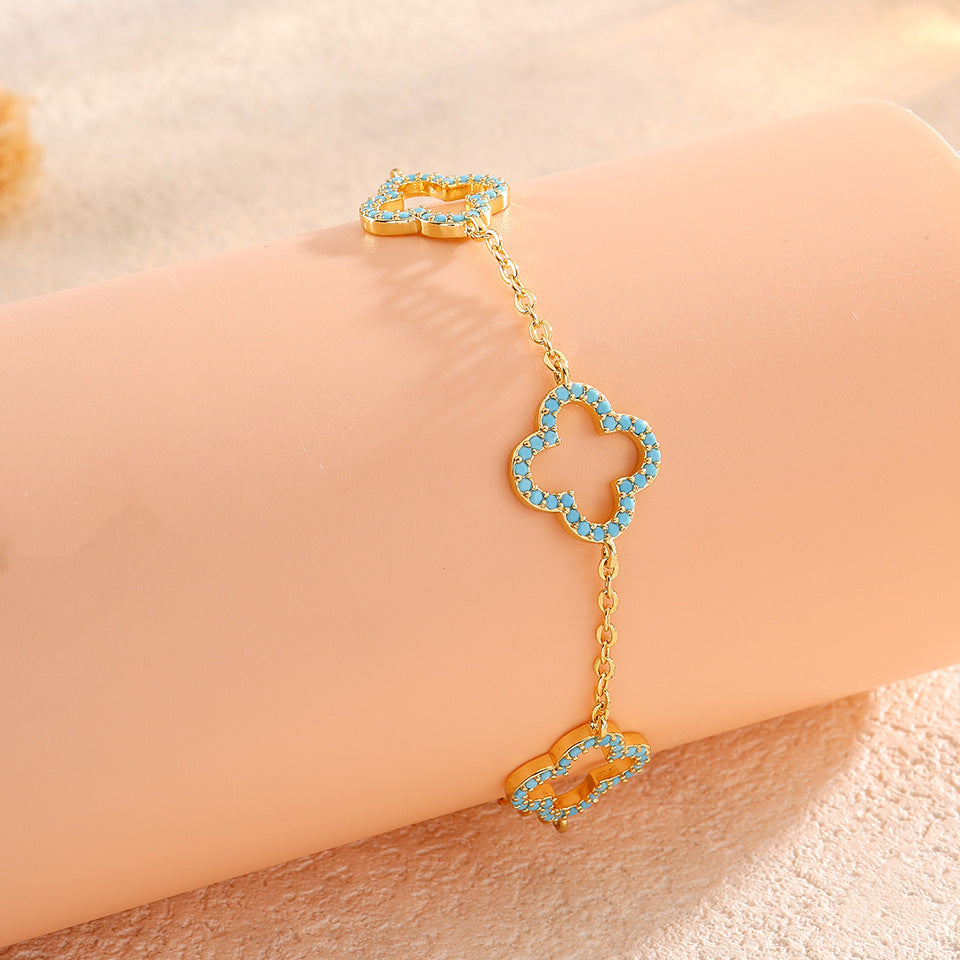 Lucky Flower Female French Sweet High Sense Full Bracelet