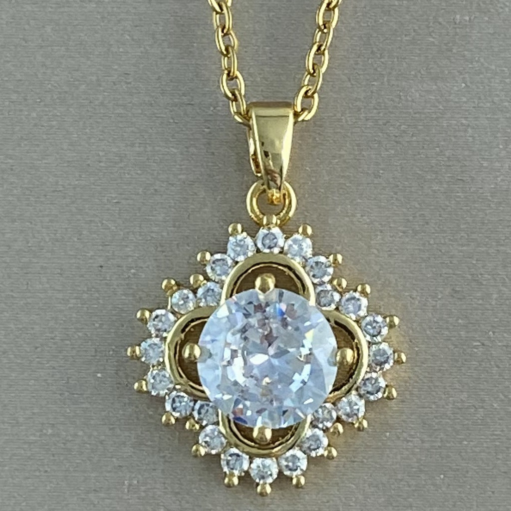 Women's Real Gold Plating Opal Fox Clover Pendants