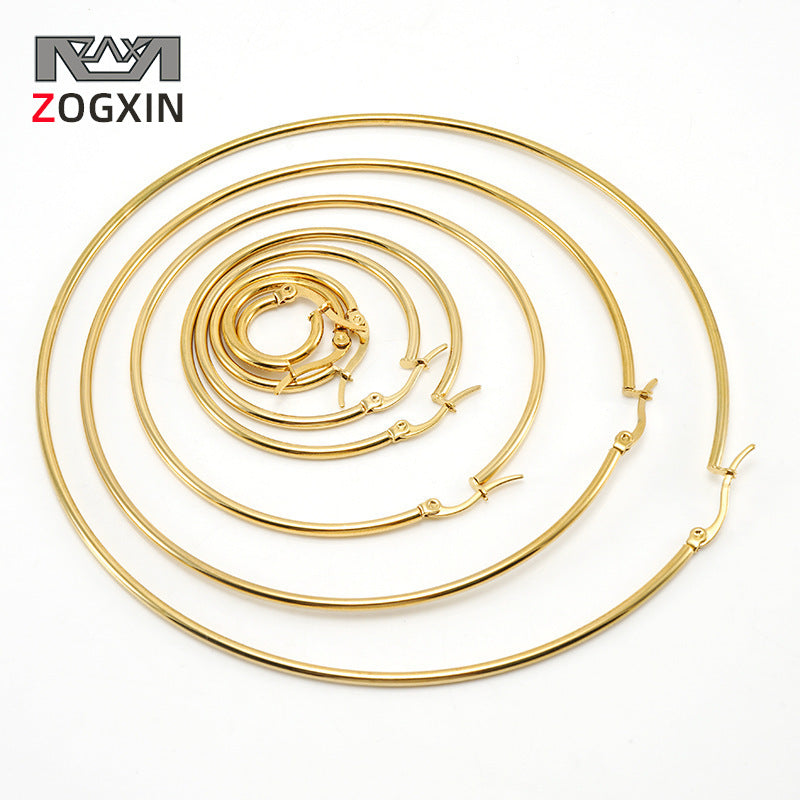 Women's Stainless Steel Round Buckle For Fashion Simple Ear Line