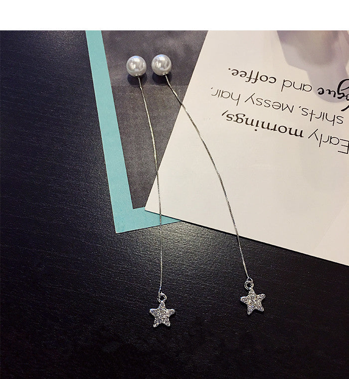 Diamond Butterfly Flower Pearl Graceful Fashionable Long Earrings