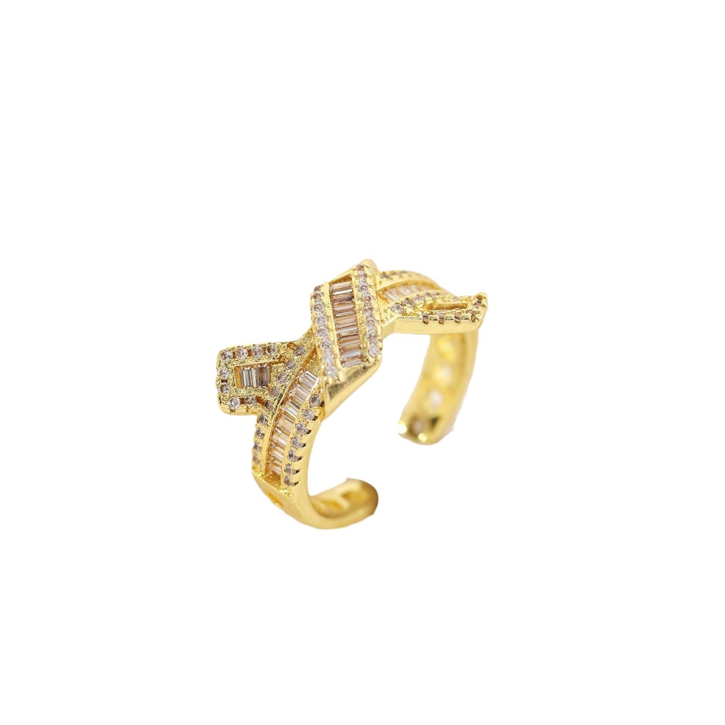 Gold Zircon Geometric Female Simple Personalized Rings