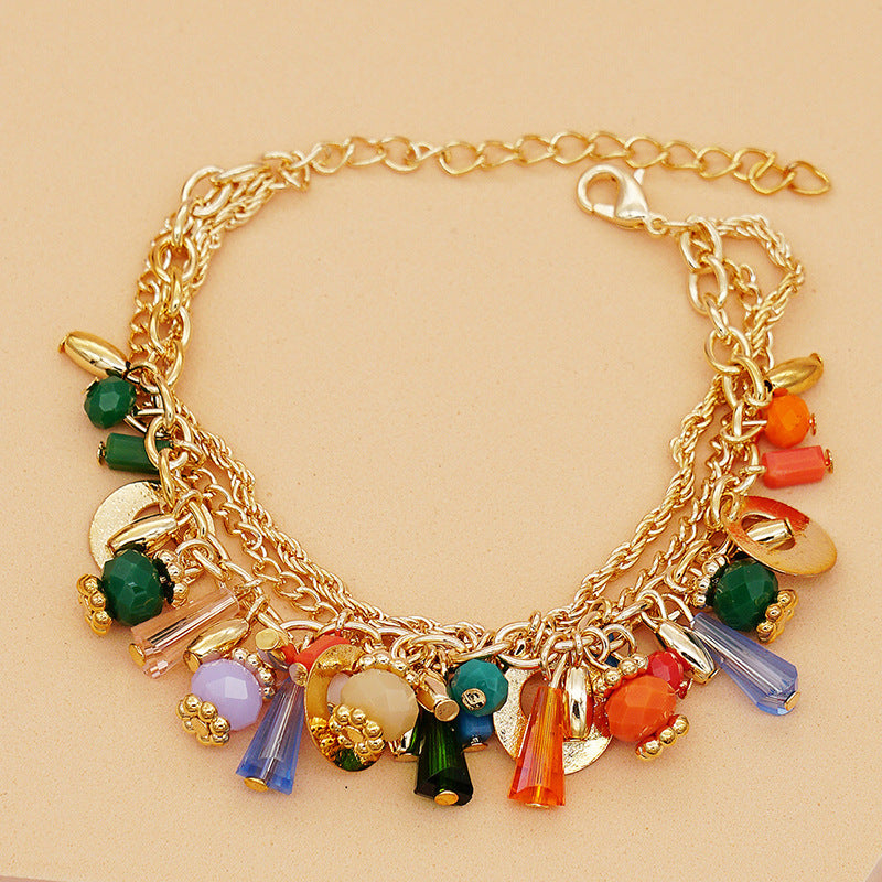 Women's Fashion Bohemian Glass Crystal Mixed Color Bracelets