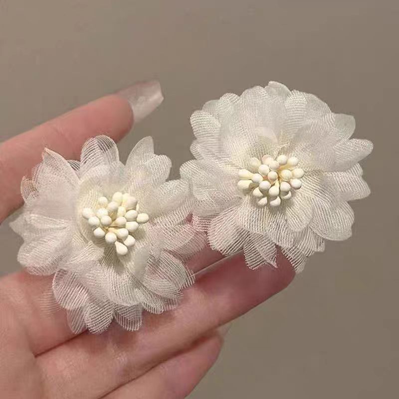 Cute Vacation Style Three-dimensional Petals Summer Super Fairy Mesh Earrings