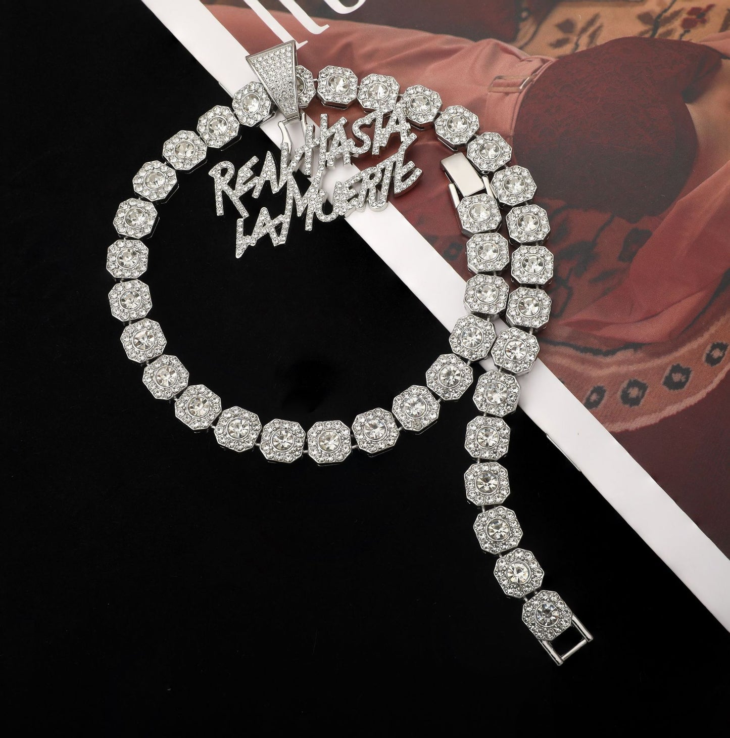 Hip Hop Trend Letter Full Diamond Cuban Link Necklaces