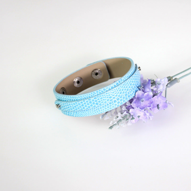 Wrist Strap Imitation Leather Personalized Letter Drop Oil Snap Bracelet