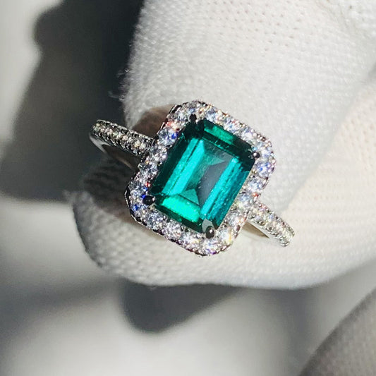 Fashion Diamond Princess Light Luxury Rectangular Ring