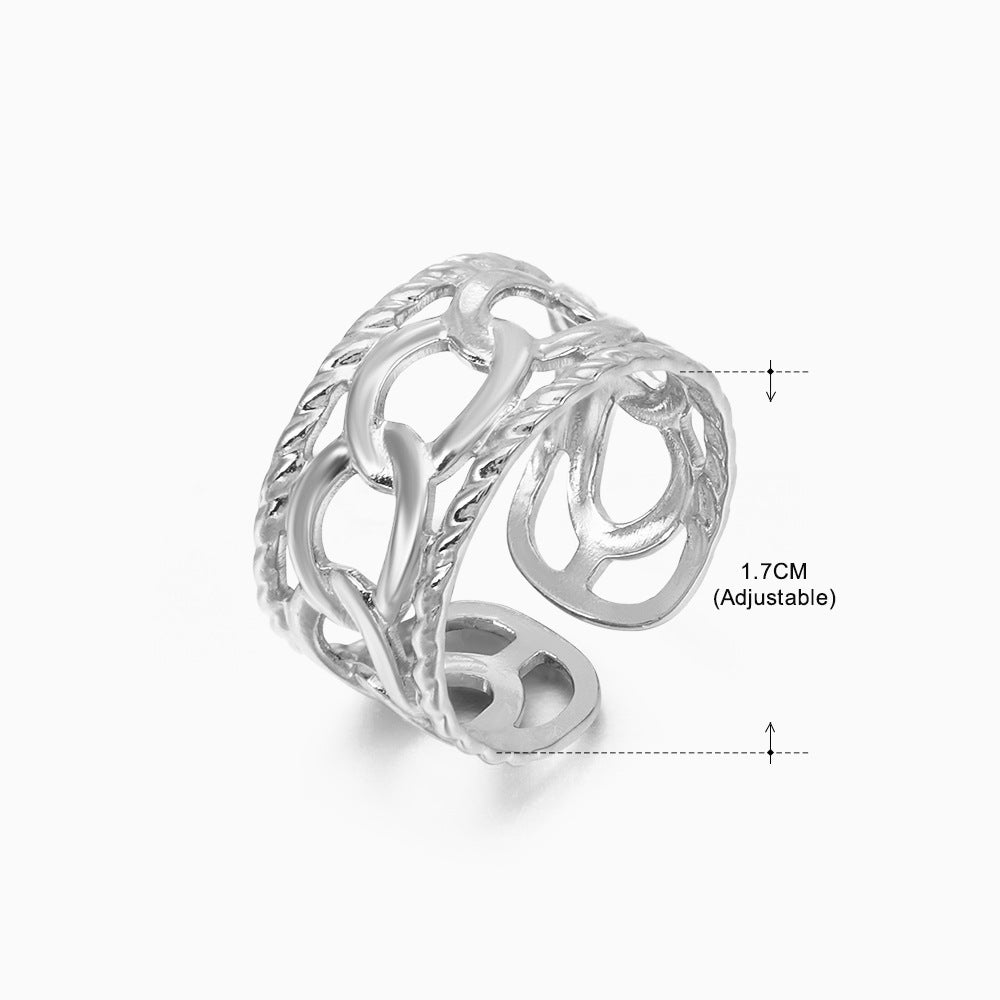 Stainless Steel Shaped Female Retro Popular Geometric Rings