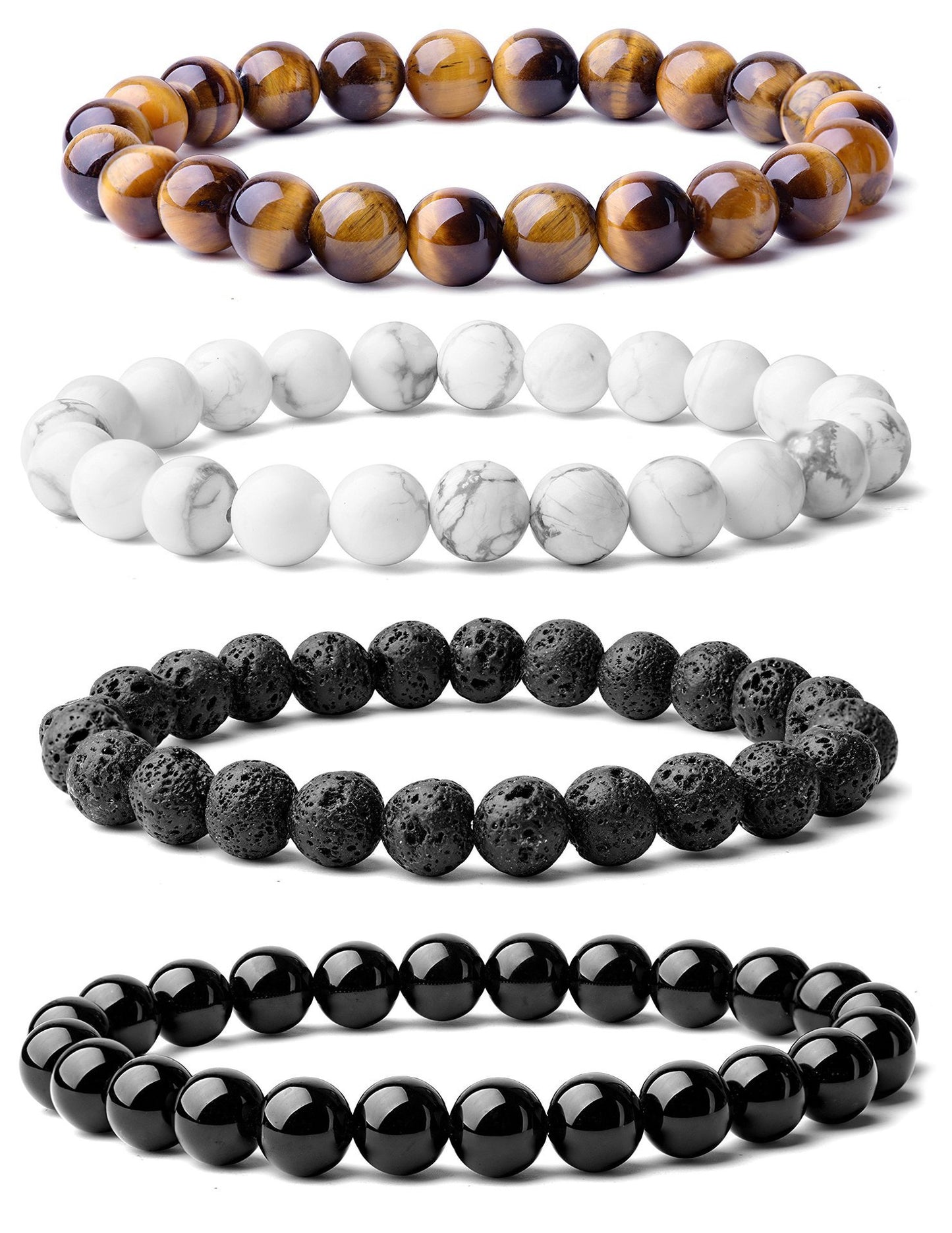 Stone Lava Volcanic Rock Hematite Stretch Bracelet