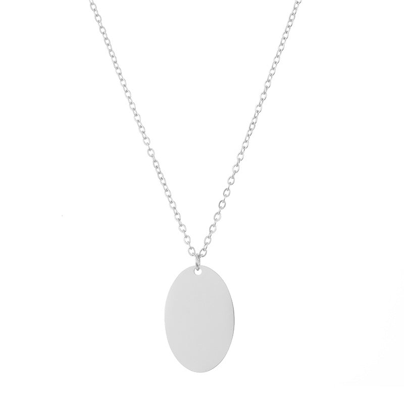 Stainless Steel Oval Glossy Female Geometric Necklaces