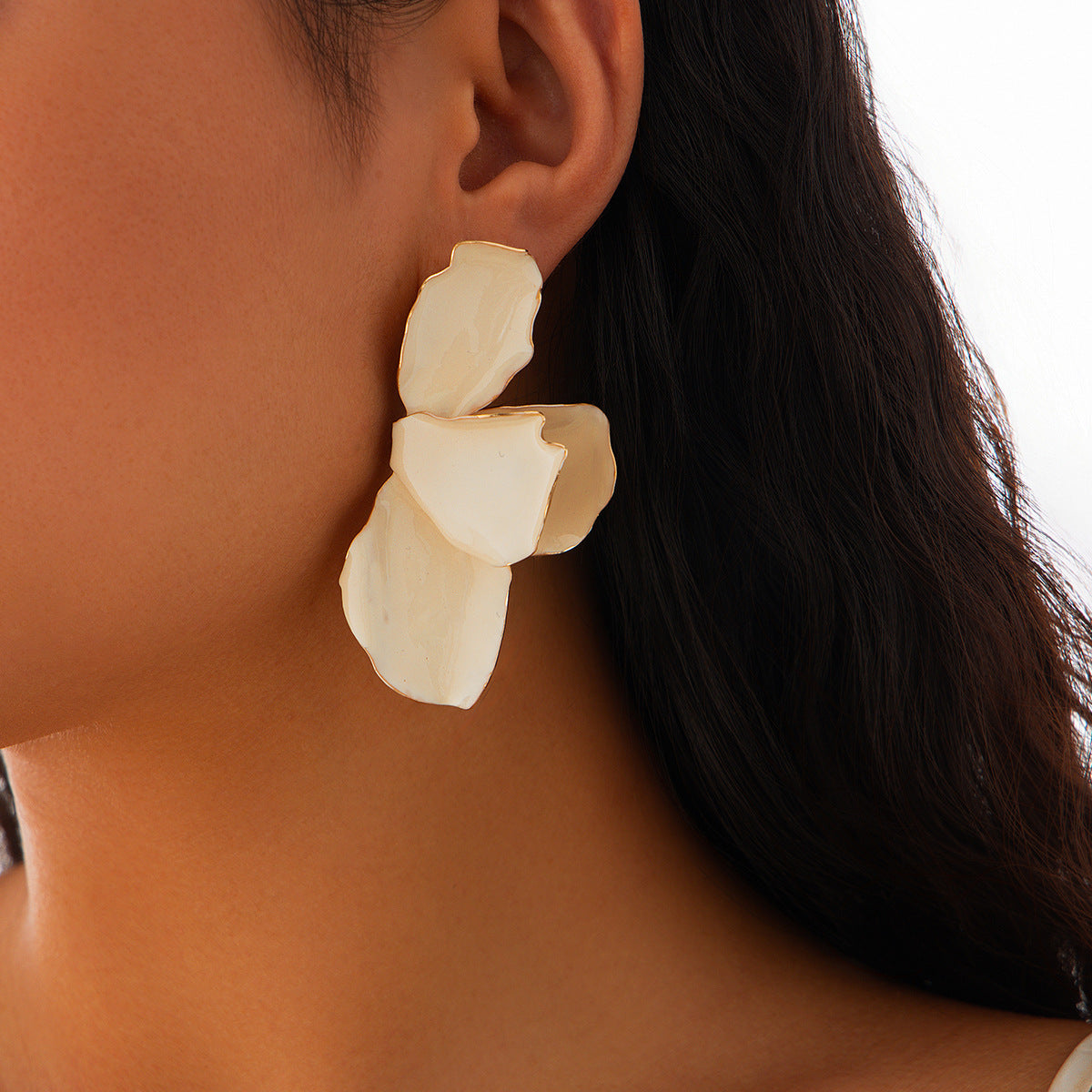 Pink Dripping Oil Petal Ear Accessory Earrings