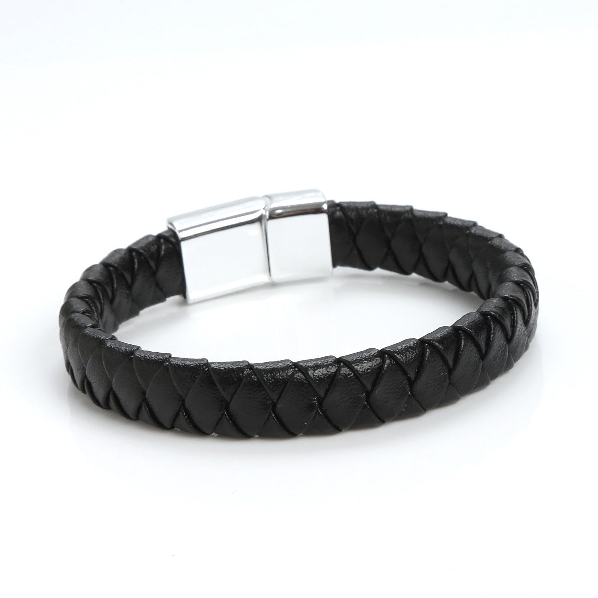 Men's Buckle Simple Woven Mixed Color Leather Bracelet