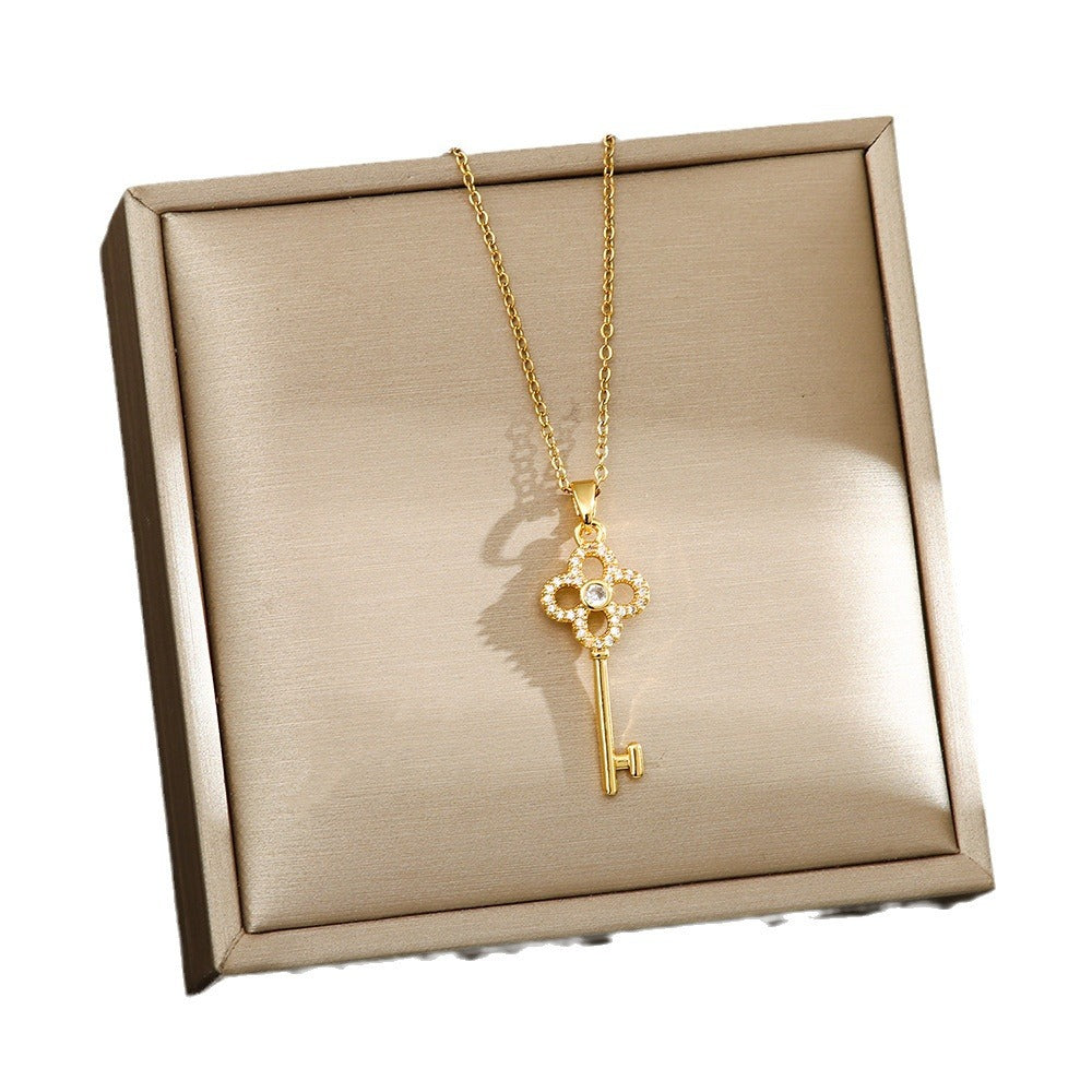 Women's Korean Style Micro Fashion Personality High-grade Key Stainless Steel Necklaces