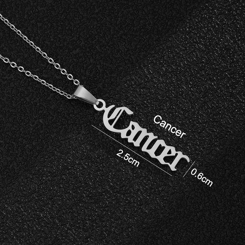 Women's & Men's Constellations Stainless Steel English Letters Titanium Clavicle Pendants
