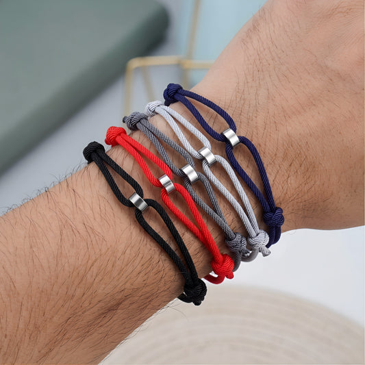 Men's Milan Rope Sliding Adjustable Braided Winding Chain Stainless Bracelets