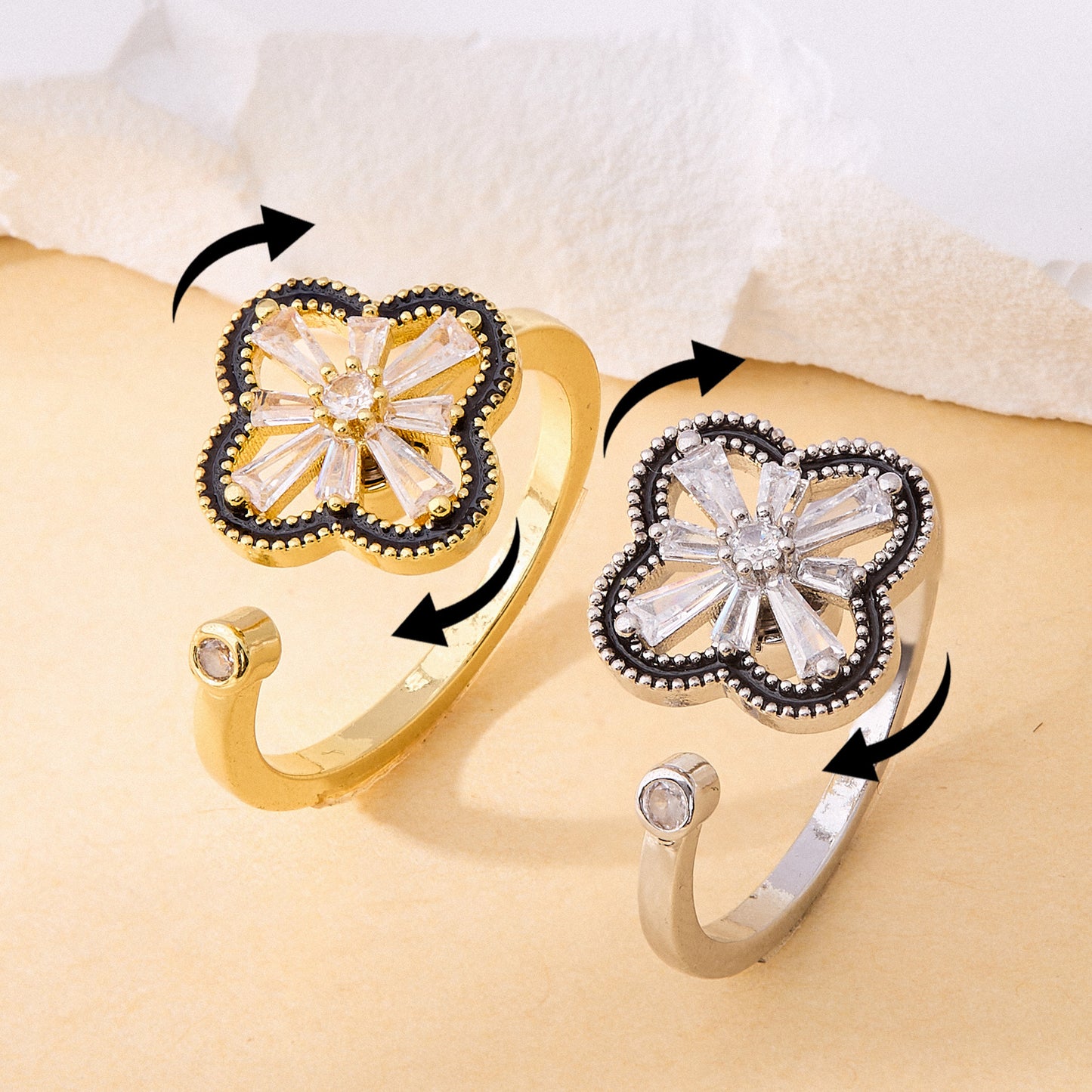Valentine's Day Gift Flower Zircon Rotatable Ring