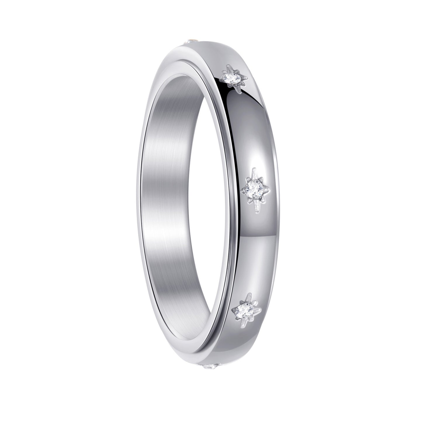 Women's Titanium Steel Simple Niche With Diamond Ring