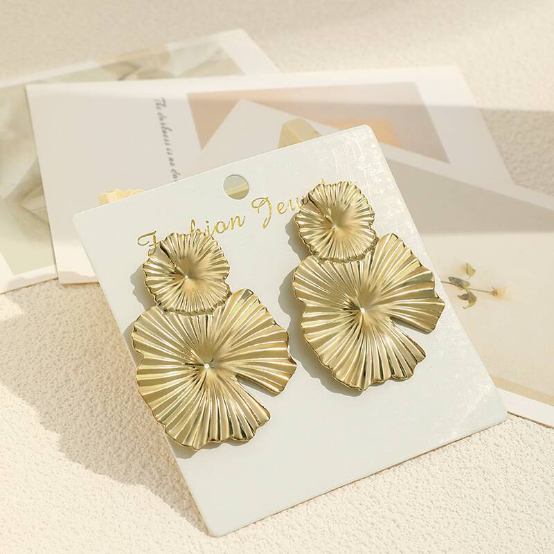 Jewelry Metal High-grade Lotus Leaf Vintage Cold Earrings