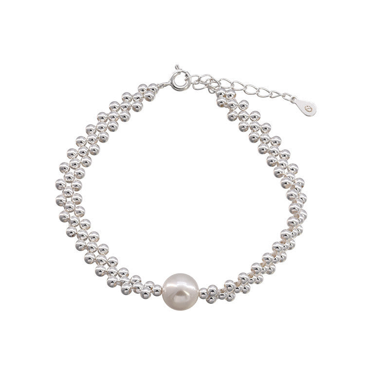 Sliver Beads Woven Pearl Niche Design Bracelet