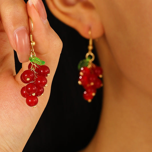 Women's Summer Retro Style Design Grape For Earrings