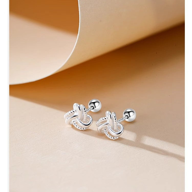 Women's For Auspicious Jade Chinese Cloud Retro Red Stud Earrings