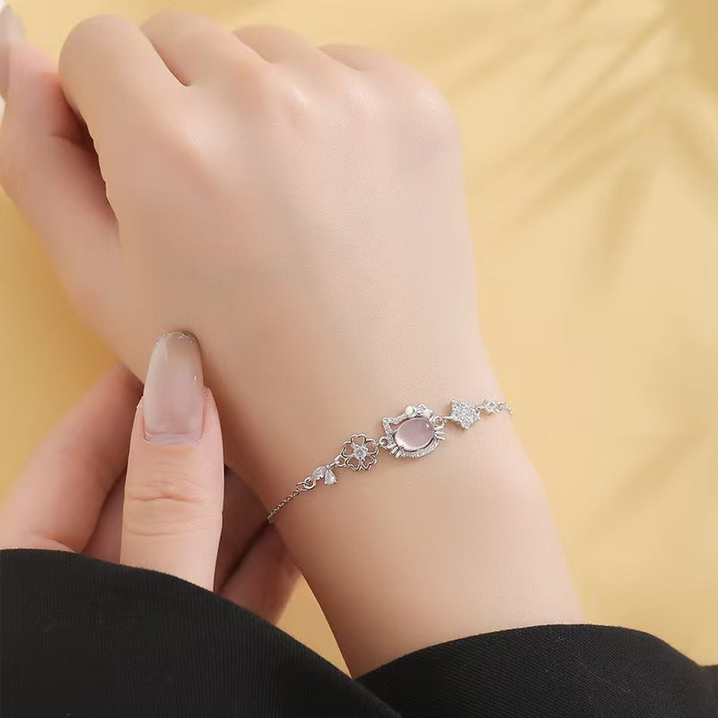 Sweet Zircon Resin Kitten Fashion Light Luxury High Sense Design Bracelet