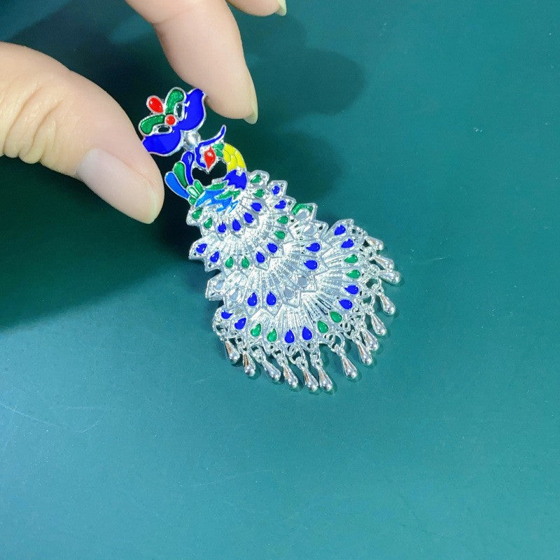 Magnets Sier Hat Butterfly Peacock Phoenix Earrings