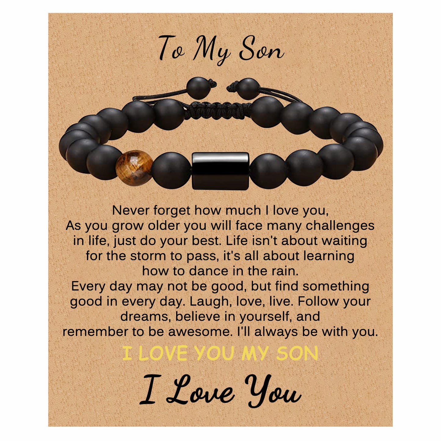 Frosted Stone Card For Son Father Bracelets