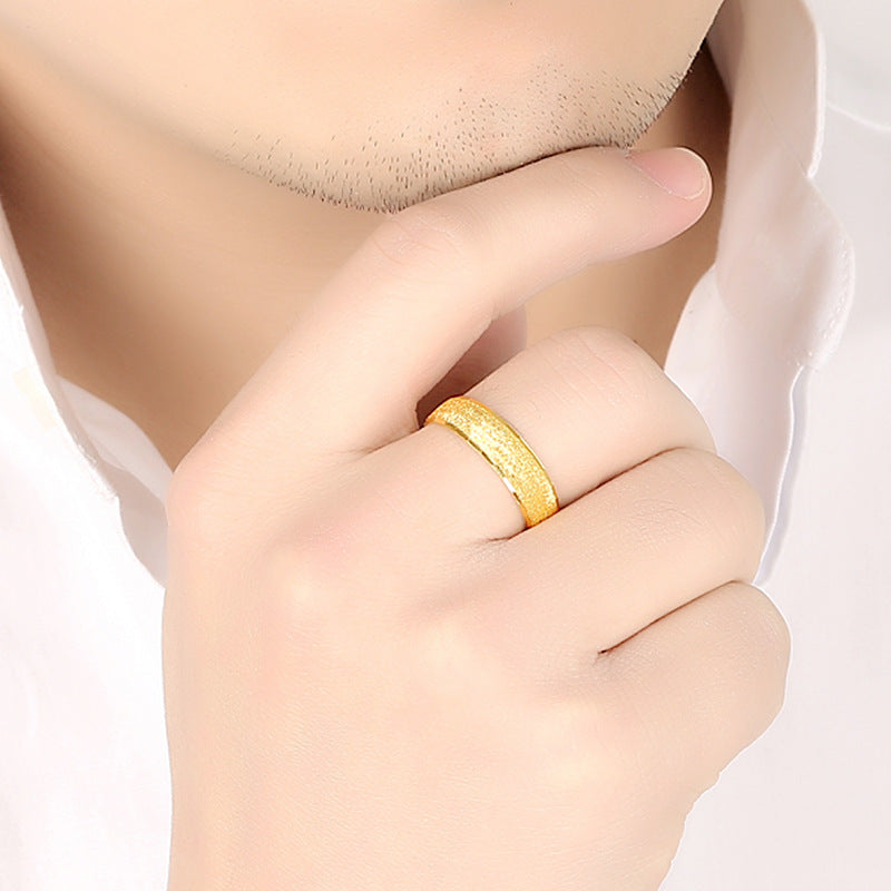 Men's Frosted Carven Design Flash Sand Surface Rings