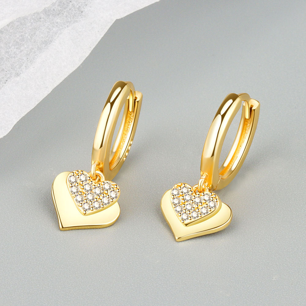 Heart Sweet Lady Style French Ear Clip Trendy Affordable Luxury Stud Earrings