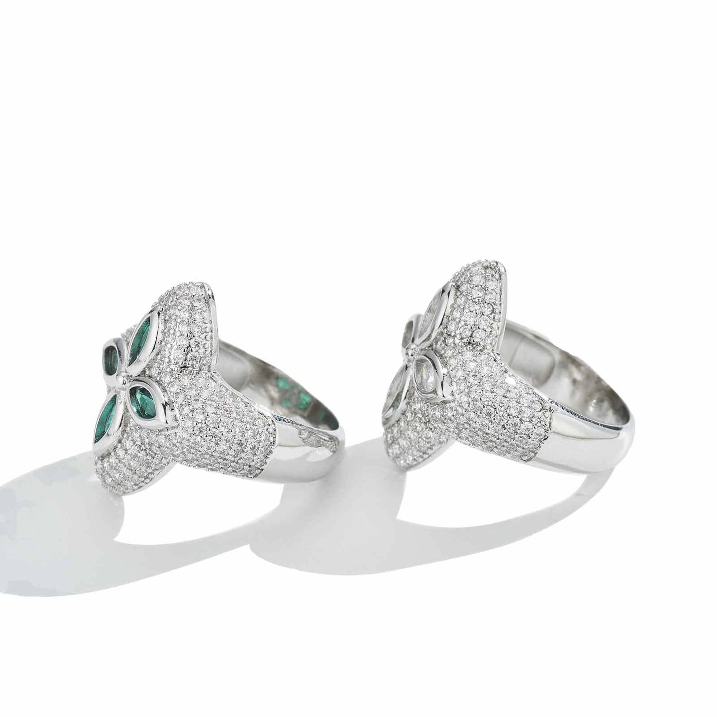 Clover Zircon High Sense Hip Hop Trend Full Rings